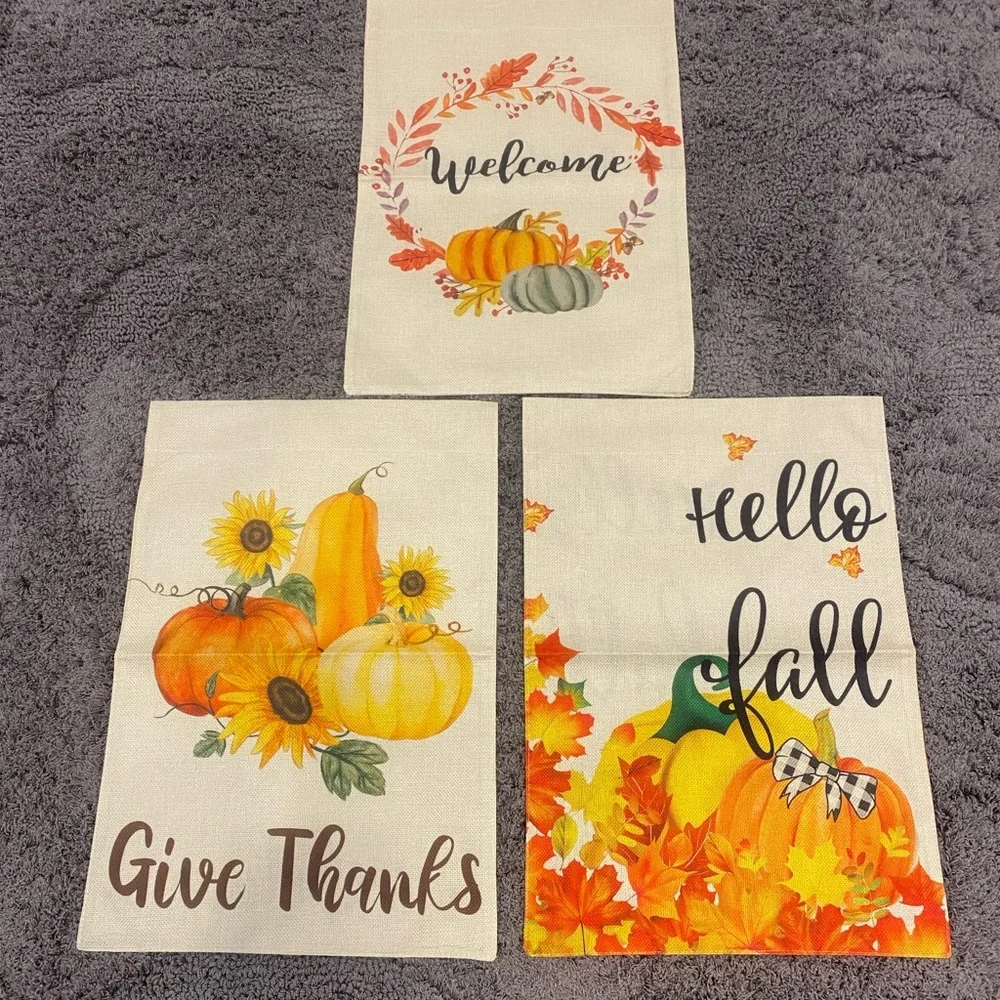 Set of 3 Fall Garden Flags